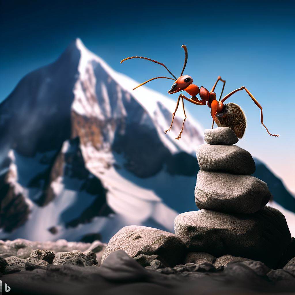 La hormiga intrépida y la cima de su sueños